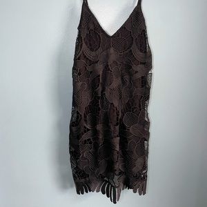 Express Mini Dress • Lace Spaghetti Strap Dress • Black • Size Small